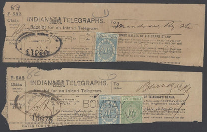 AOP India QV/KEdVII telegraph stamps on receipts (4)