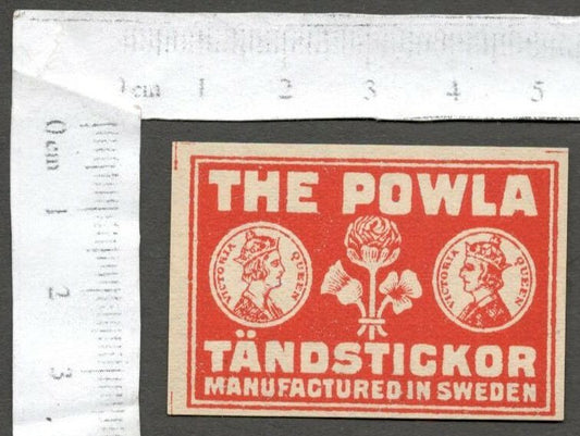 AOP India THE POWLA (coin) vintage matchbox label
