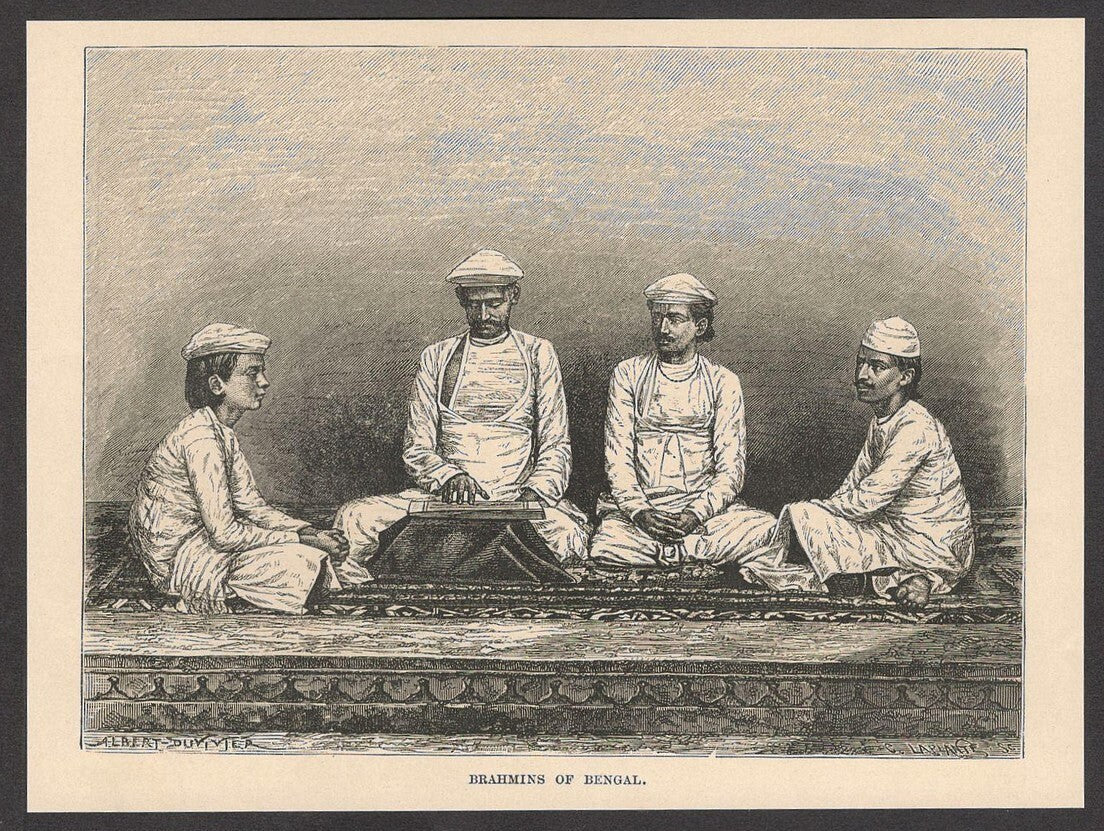India BRAHMINS OF BENGAL engraved print ex libris Rousslet 1876 7"x5.5"