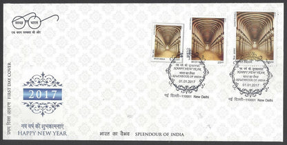 AOP India 2017 Happy New Year set of 12 FDCs with 3 sizes of stamps on each 