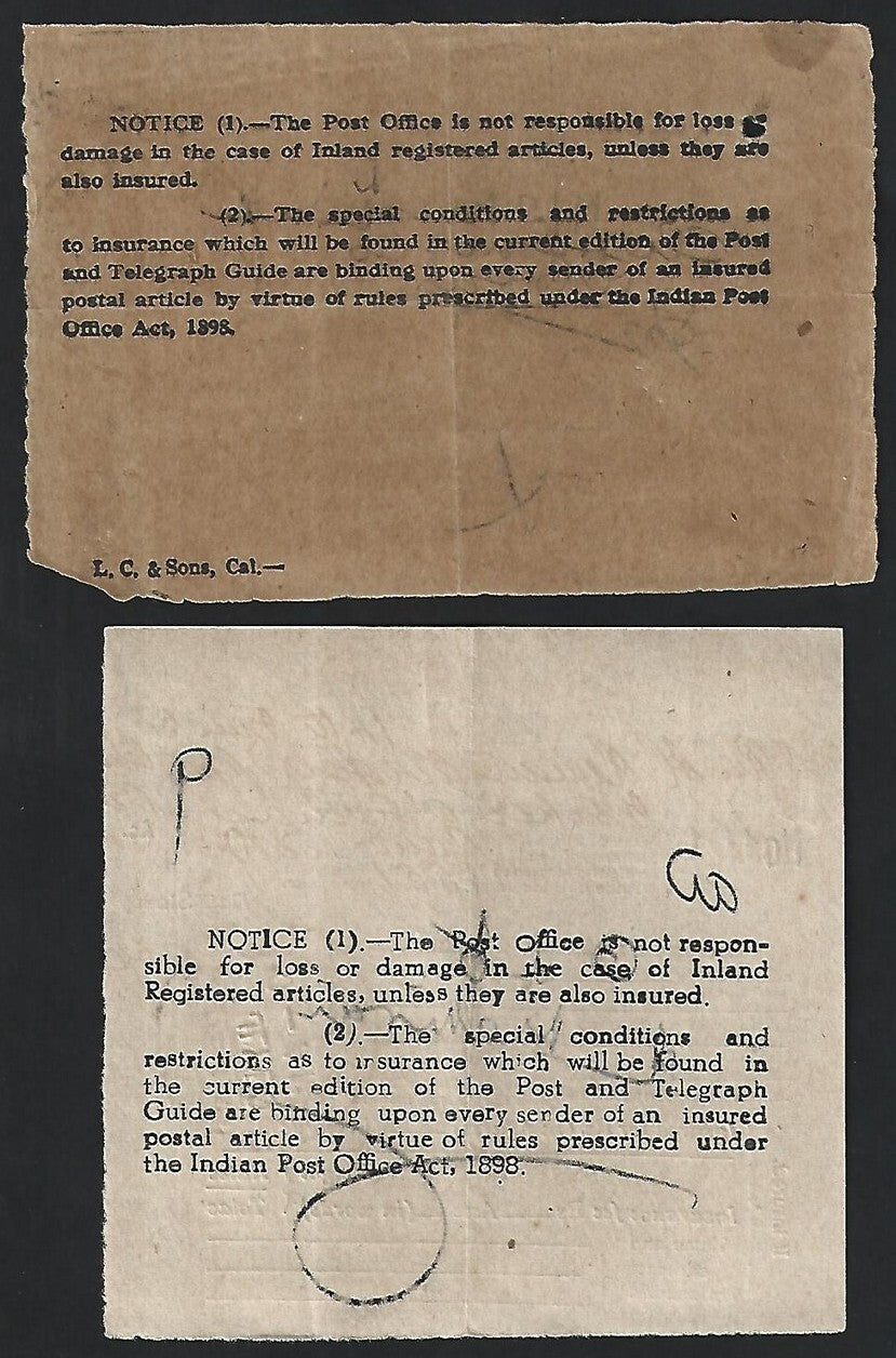 India & States 1883-1940 postal receipts (11)