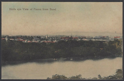 India Poona vintage tinted postcard Birds Eye View from Bund