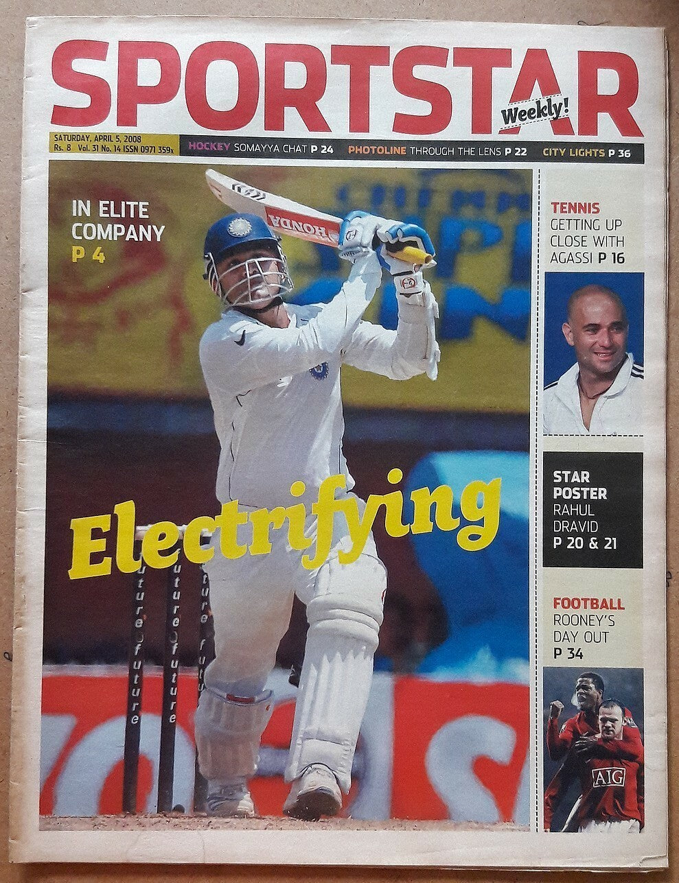 India Sportstar 2007-08 CRICKET cover issues 10” X 13” (5)