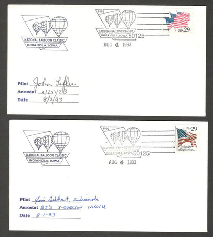 National Balloon Classic, Indianola 1993 covers signed by Pilots (10)