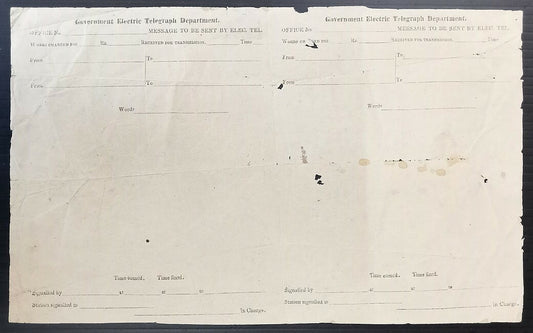 AOP1859 India GOVERNMENT ELECTRIC TELEGRAPH joined pair UNUSED
