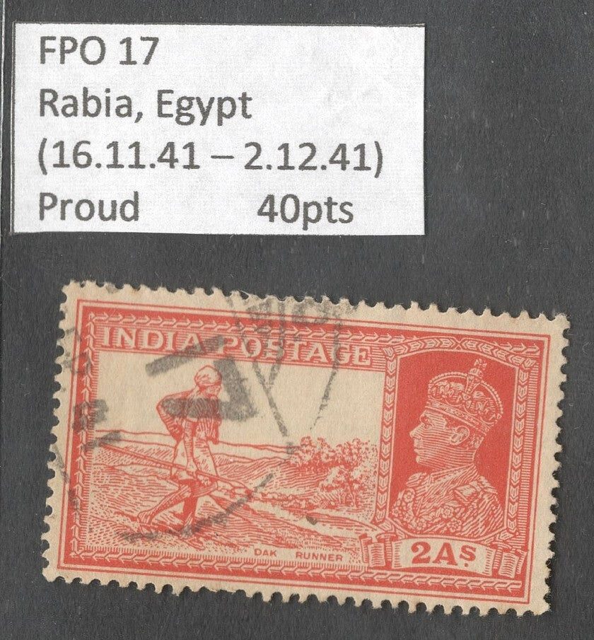 AOP India KGVI 1937 2a Dak Runner canc. FPO 59 PAITAK, Egypt