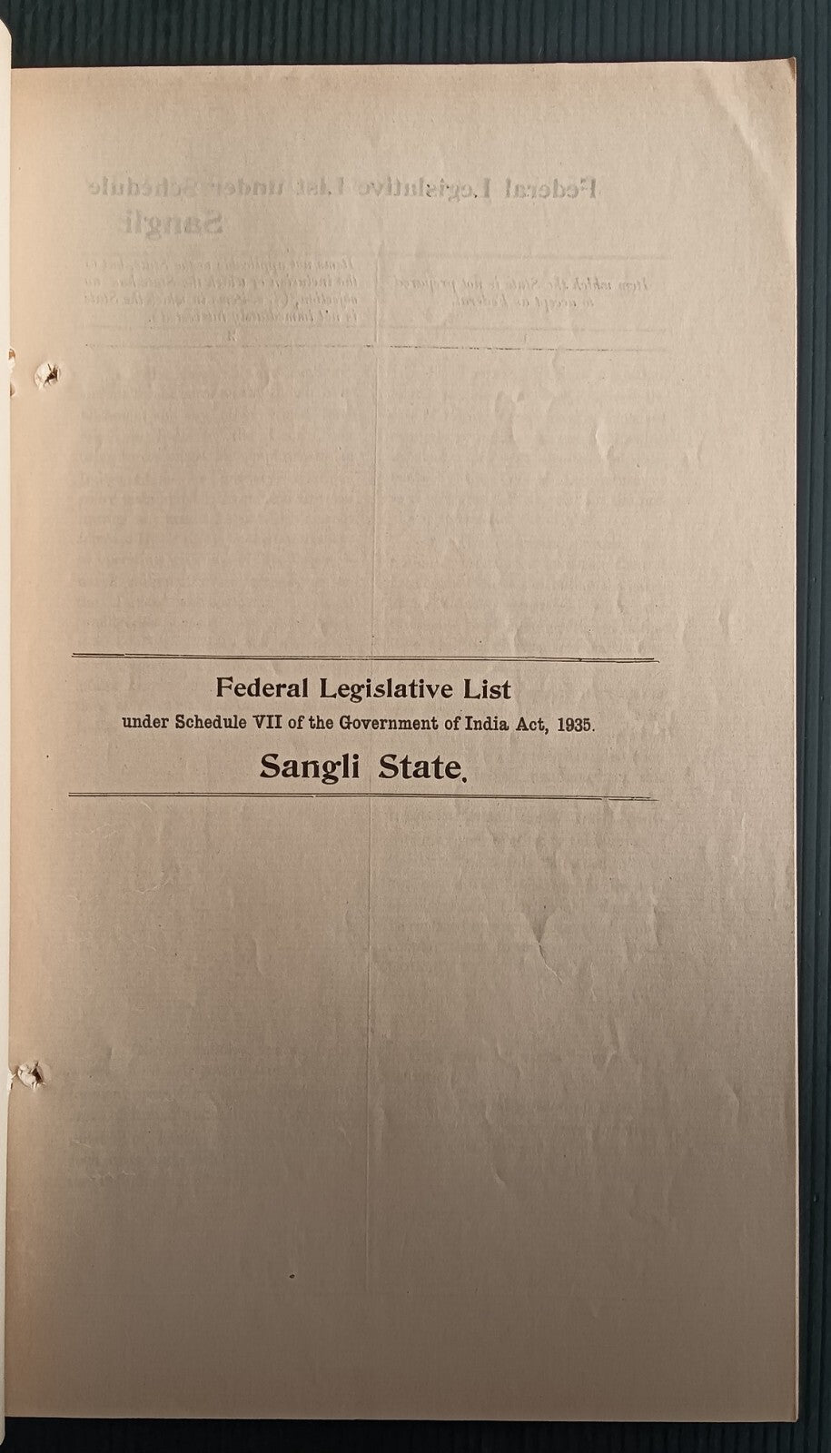 India 1937 ACCESSION Negotiations Views of SANGLI STATE 21pgs printed