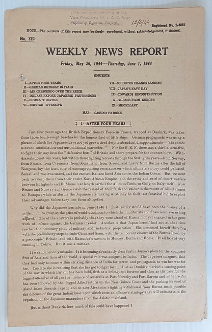 AOP India WW2 War News Weekly 1944 CHINESE OFFENSIVE 8pgs