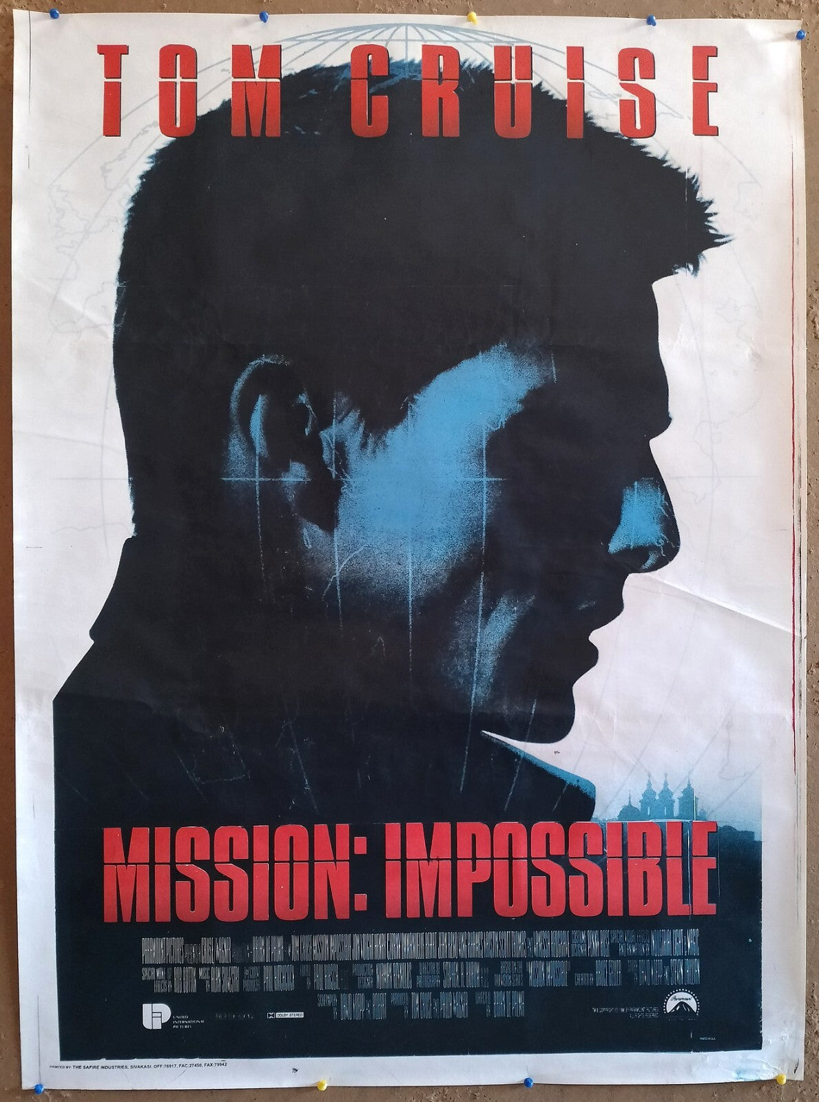 MISSION IMPOSSIBILE Tom Cruise 1996 1 sh India poster