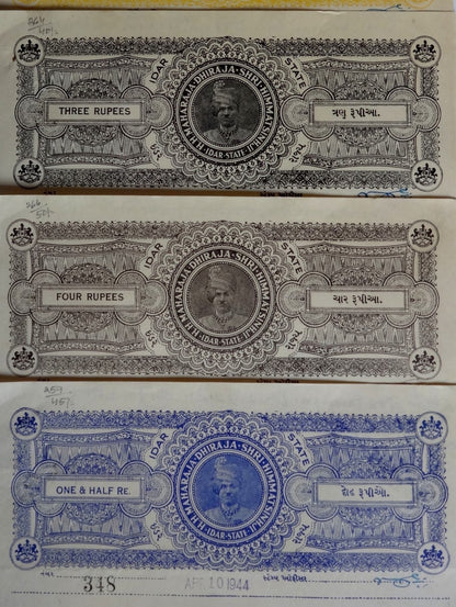 India Idar State XF Raja Head  stamp papers (5)