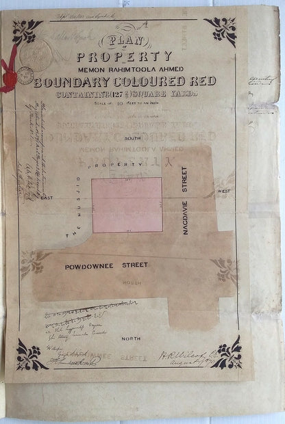 India 1870 document with 1R & 110R embossed revenues Mollah/Blatt Type 4