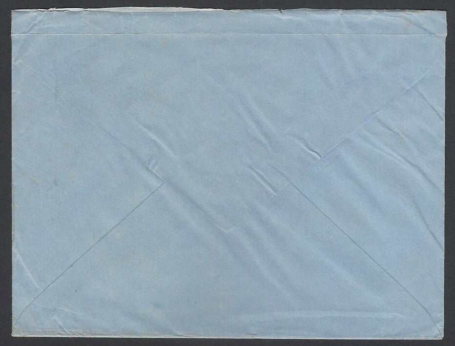India 90np airmail envelope uprated 2np, 13np & 25np Maps to USA Re1.30 rate 