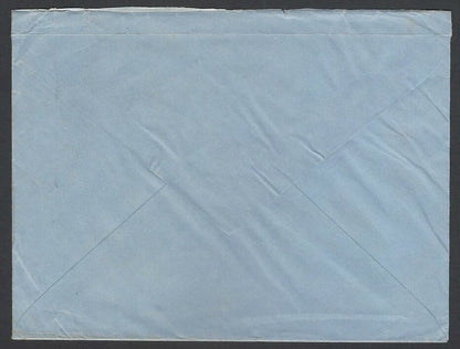 India 90np airmail envelope uprated 2np, 13np & 25np Maps to USA Re1.30 rate 