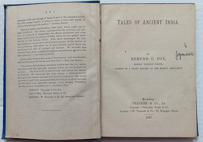 AOP TALES OF INDIA 1887 by Edmund C. Cox HC 88pgs SEE PINHOLES