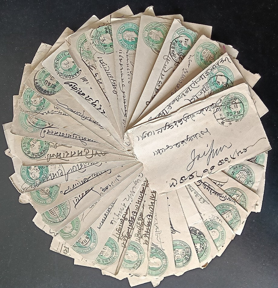 India KEdVII 1/2a green envelopes x 100 selected for condition WHOLESALE