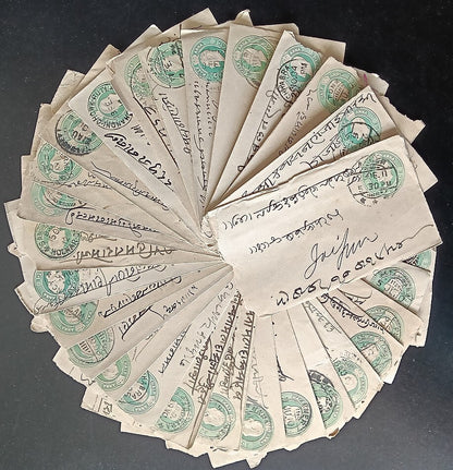India KEdVII 1/2a green envelopes x 100 selected for condition WHOLESALE