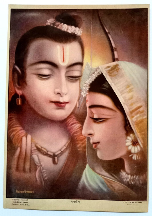 AOP India Hinduism vintage RAM SITA poster 14x10cm