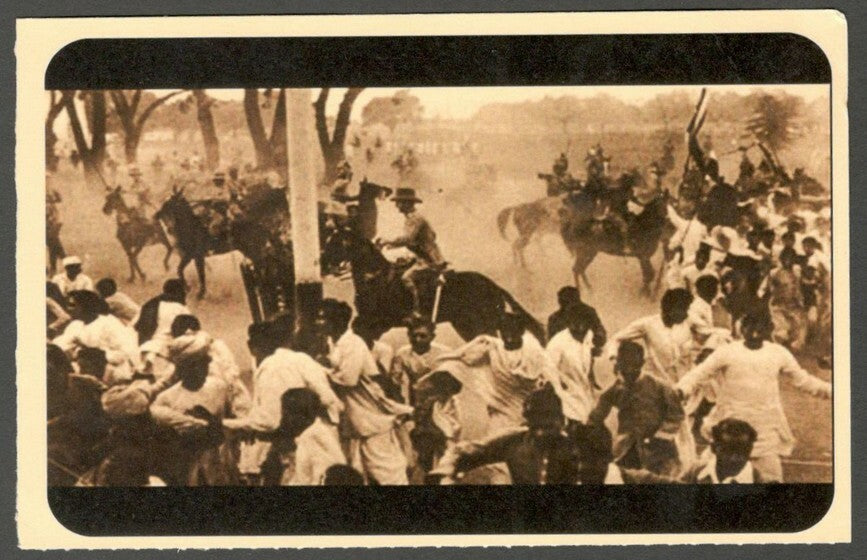 AOP India full back pictorial 50p Gandhi postal card GANDHI
