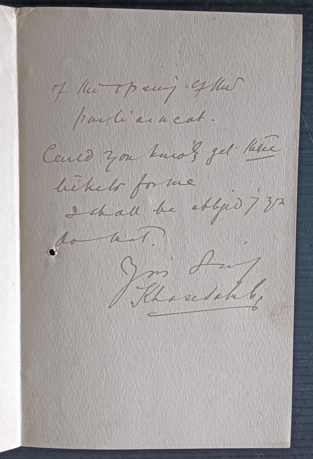 India 1909 letter from London signed Khase Saheb, Maharaja Dewas Junior