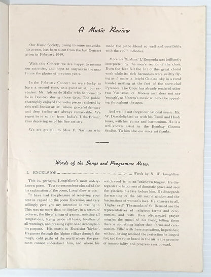 India MUSIC REVIEW ST. Xavier's School Musical Society Bombay October 8th, 1950