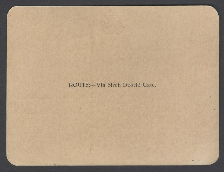 AOP India JAIPUR STATE crested 1945 invitation card