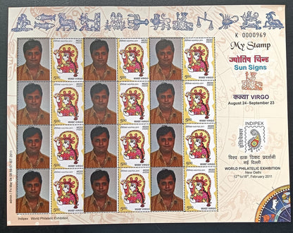 India 2011 Personalized stamps ZODIAC set of 12 sheets MNH (12)