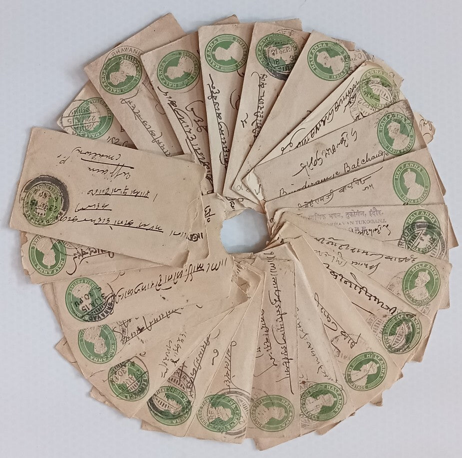 AOP India KGV 1/2a green envelopes x 100 selected for condition WHOLESALE
