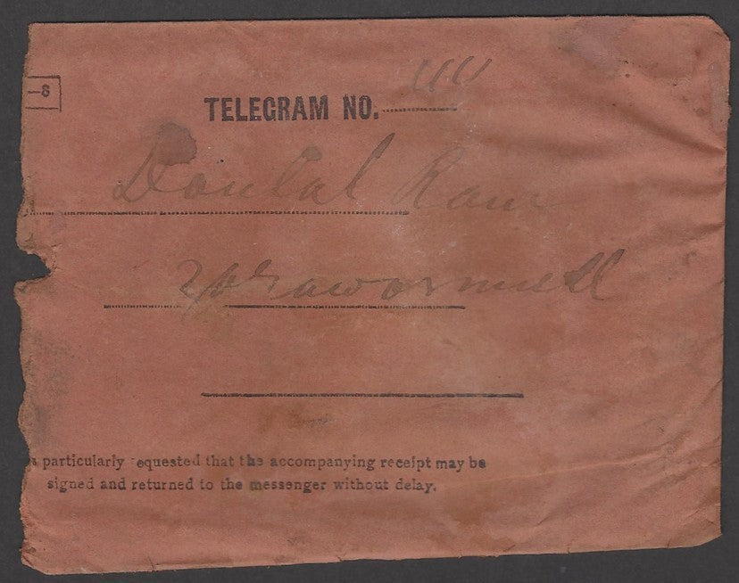 India 1898 telegram cancelled sc BAHAWALPUR + envelope