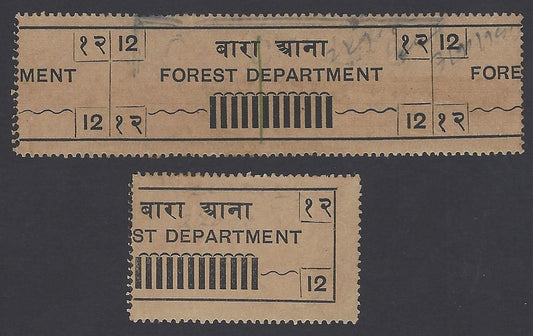 India 1891 Forest Tax 12a 2 positions zaz