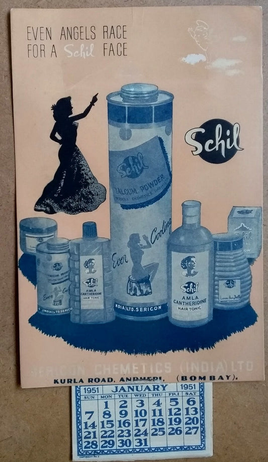 India 1951 Calender  Sericon Chemetics Toiletries