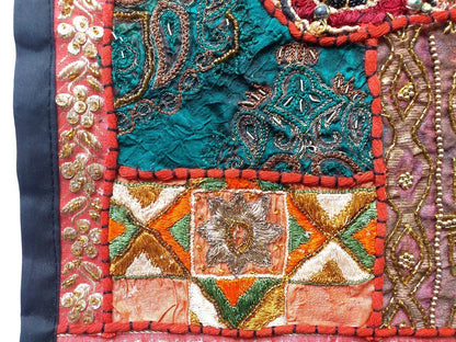Vintage multipurpose Indian mat wi hand embroidery, sequins, beads, zari, etc
