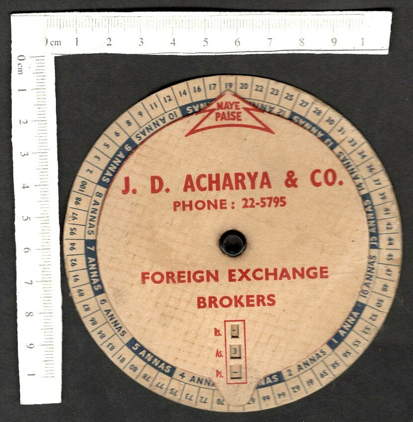 India 1957 Currency Converter wheel Rs As Ps to np