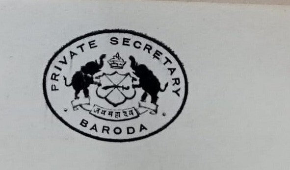 BARODA STATE PRIVATE SECRETARY signed crested letter 1927 India