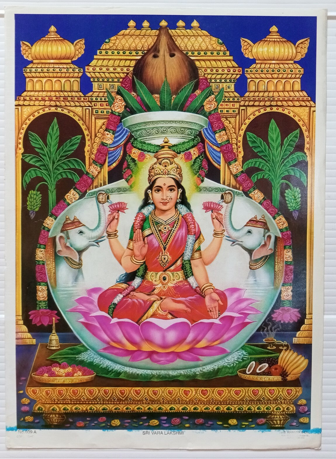 AOP India SRI VARA LAKSHMI J. B. Khanna 9.5" x 13.25" vintage Hindu poster