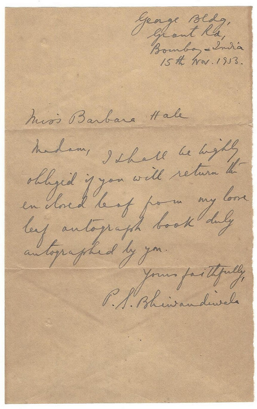 USA 1953 cover & letter to Barbara Hale from India various UNCLAIMED cachets