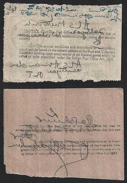 India & States 1883-1940 postal receipts (11)