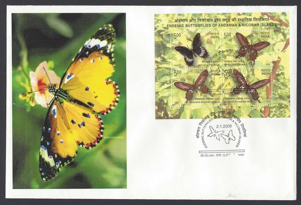 India 2010 Butterflies minisheet FDC