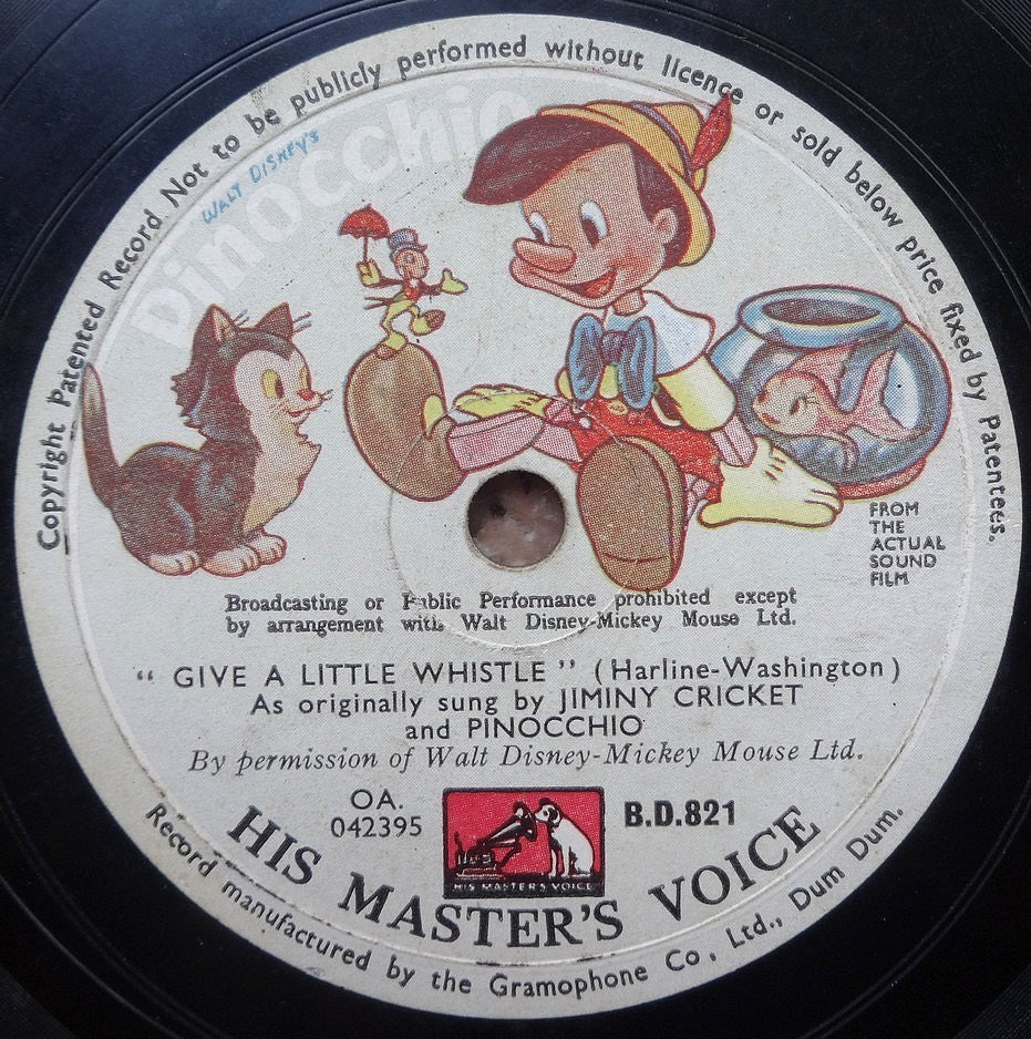 PINOCCHIO Walt Disney 78rpm Made in India record zaz Ӝ