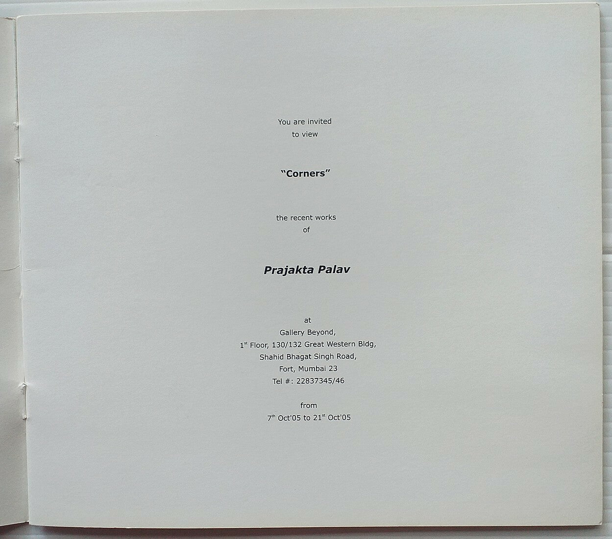 India Contemporary Art PRAJAKTA PALAV 2005 Exhibition souvenir12pages