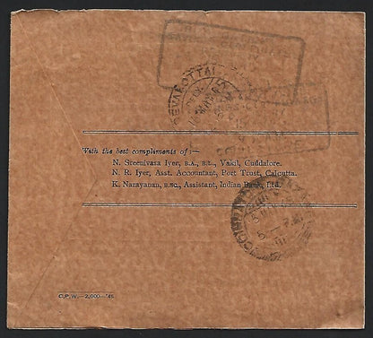 India KGVI 1945 pictorial Wedding envelope