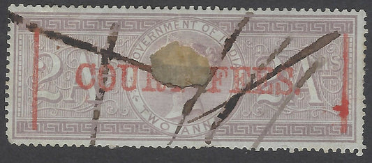AOP India QV 1870 COURT FEES red ovpt on 1866 SPECIAL ADHESIVE 2a Bft 166