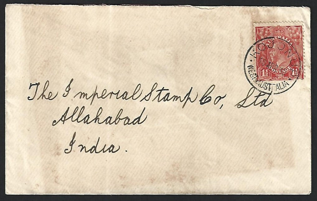 Australia 1930 cover KOJONU to Allahabad, India