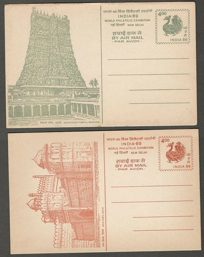 AOP India 1989 INDIA-89 set of 7 illustrated Postal card unused