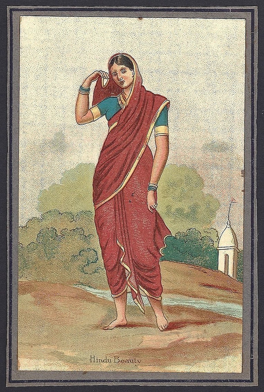 India mounted pre-1900 colour litho card HINDU BEAUTY
