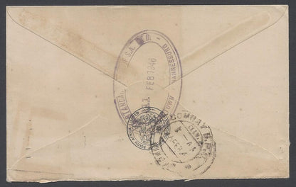 AOP South Africa 1943 bantams 6d pair & 3d single on cover to India