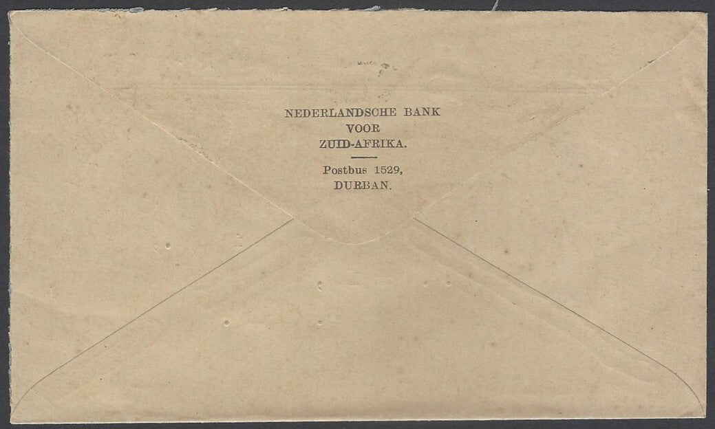 AOP South Africa 1943 bantam 2d single franking cover Durban to India