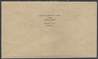 AOP South Africa 1943 bantam 2d single franking cover Durban to India