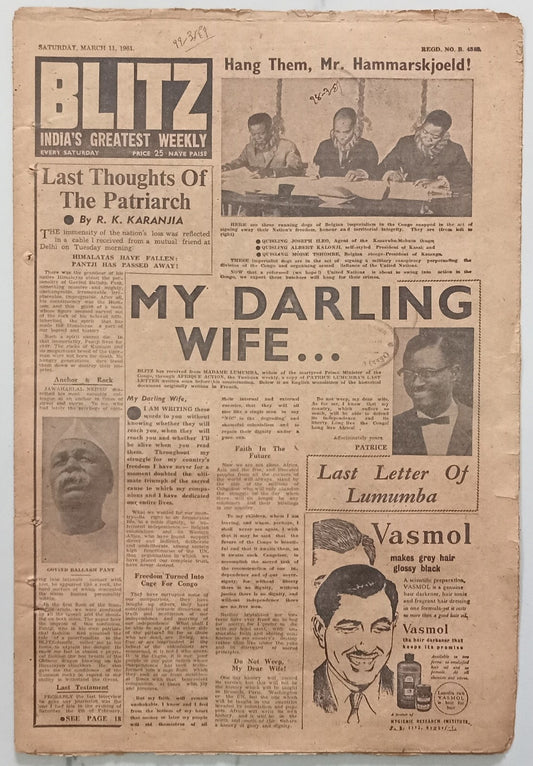 AOP India BLITZ 11 Mar 1961 HANG THEM, MR . HAMMARSKJOELD! (R )