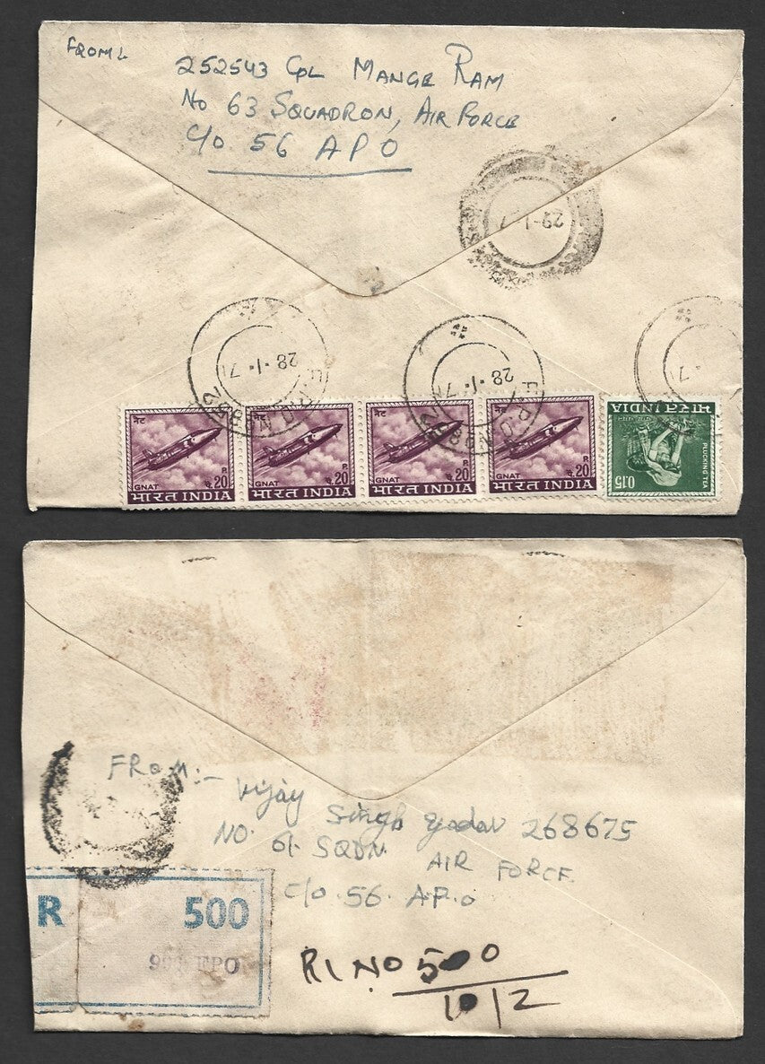 India 1960s-70s Military registered FPO (Field Post Office) covers (12)
