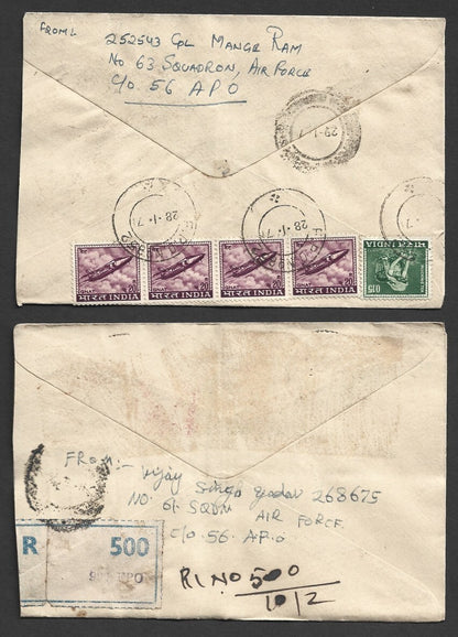 India 1960s-70s Military registered FPO (Field Post Office) covers (12)
